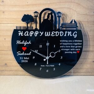 Kado Pernikahan Islami Custom – Jam Dinding Akrilik Premium