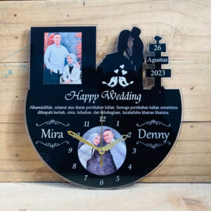 Jam Dinding Custom Wedding Akrilik Foto Couple | Kado Pernikahan Unik & Estetik | Wedding Gift Personal Nama dan Tanggal